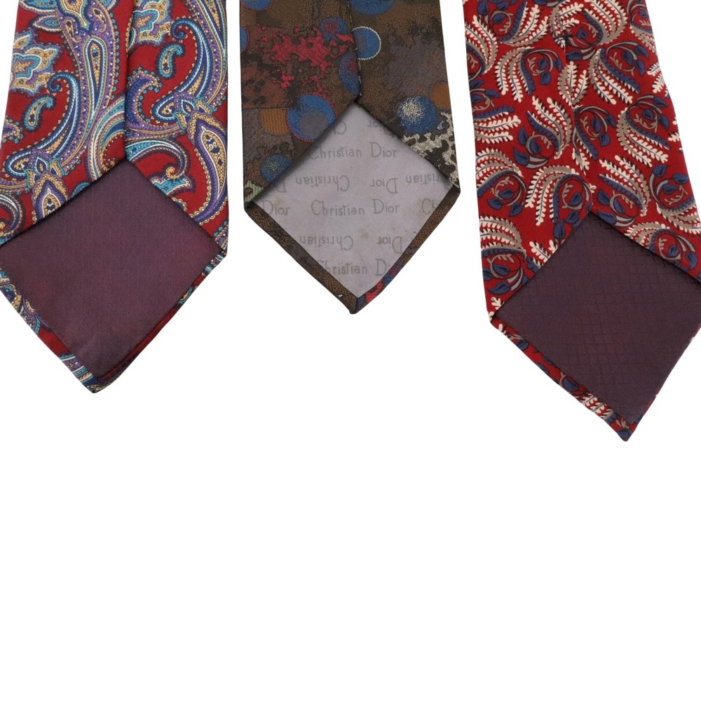 Vintage Christian Dior Monsieur Tie Lot 3 Paisley Abstract Designer Neckties USA - Picture 4 of 16